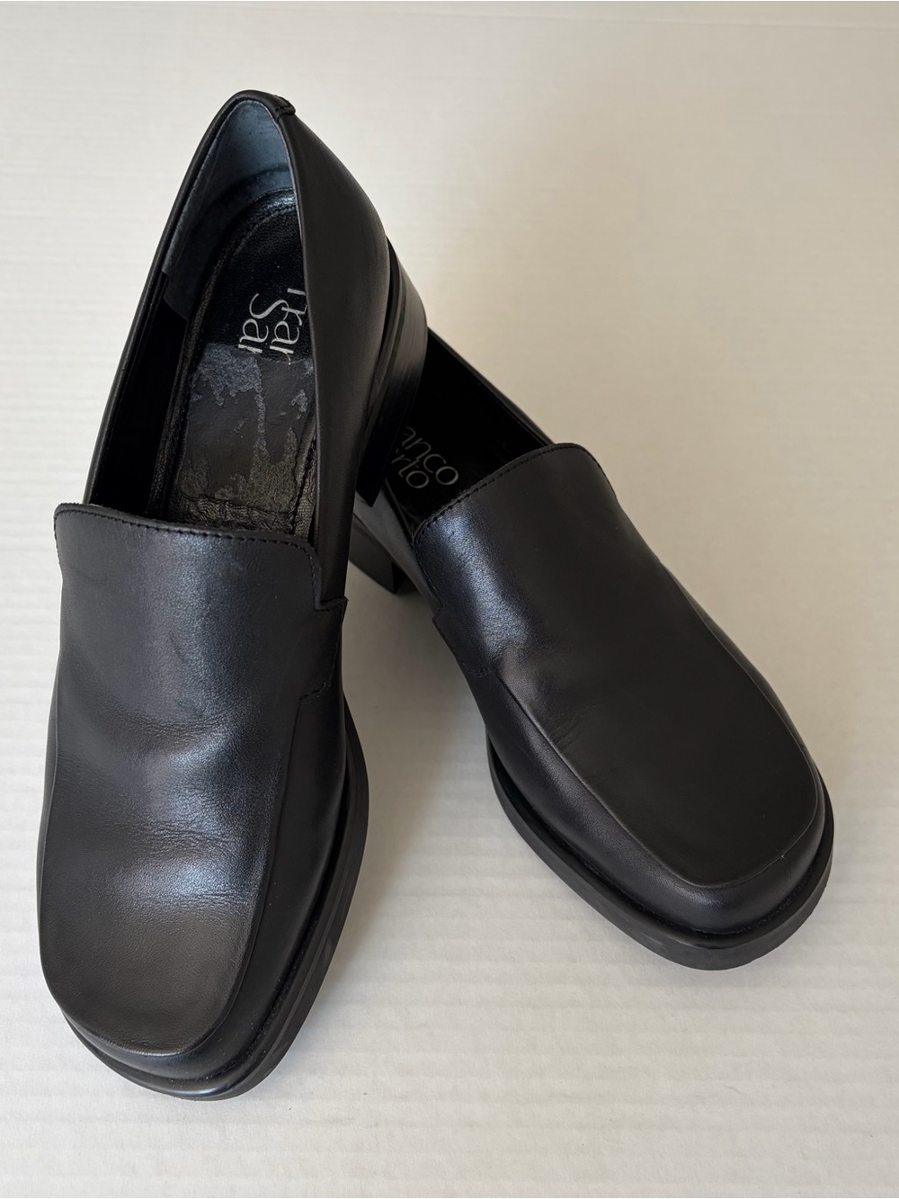 Franco Sarto Women’s Black Leather Slip-On Loafers - Picture 7 of 9
